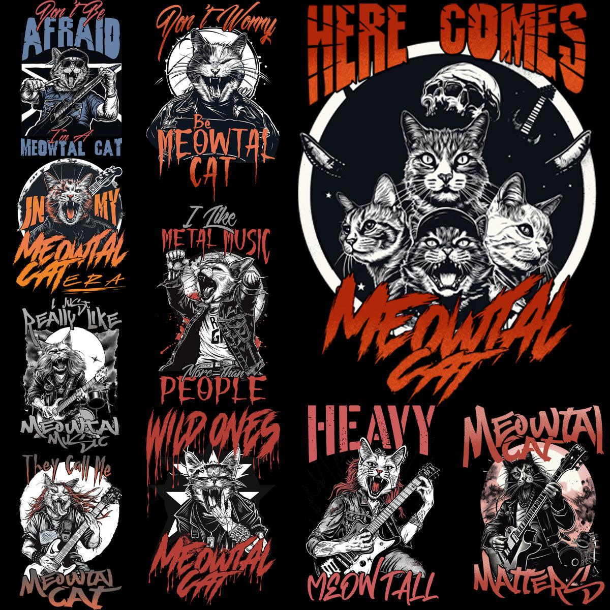 9 High-Quality Metal Cat PNG Designs Bundle for Artists & Designers