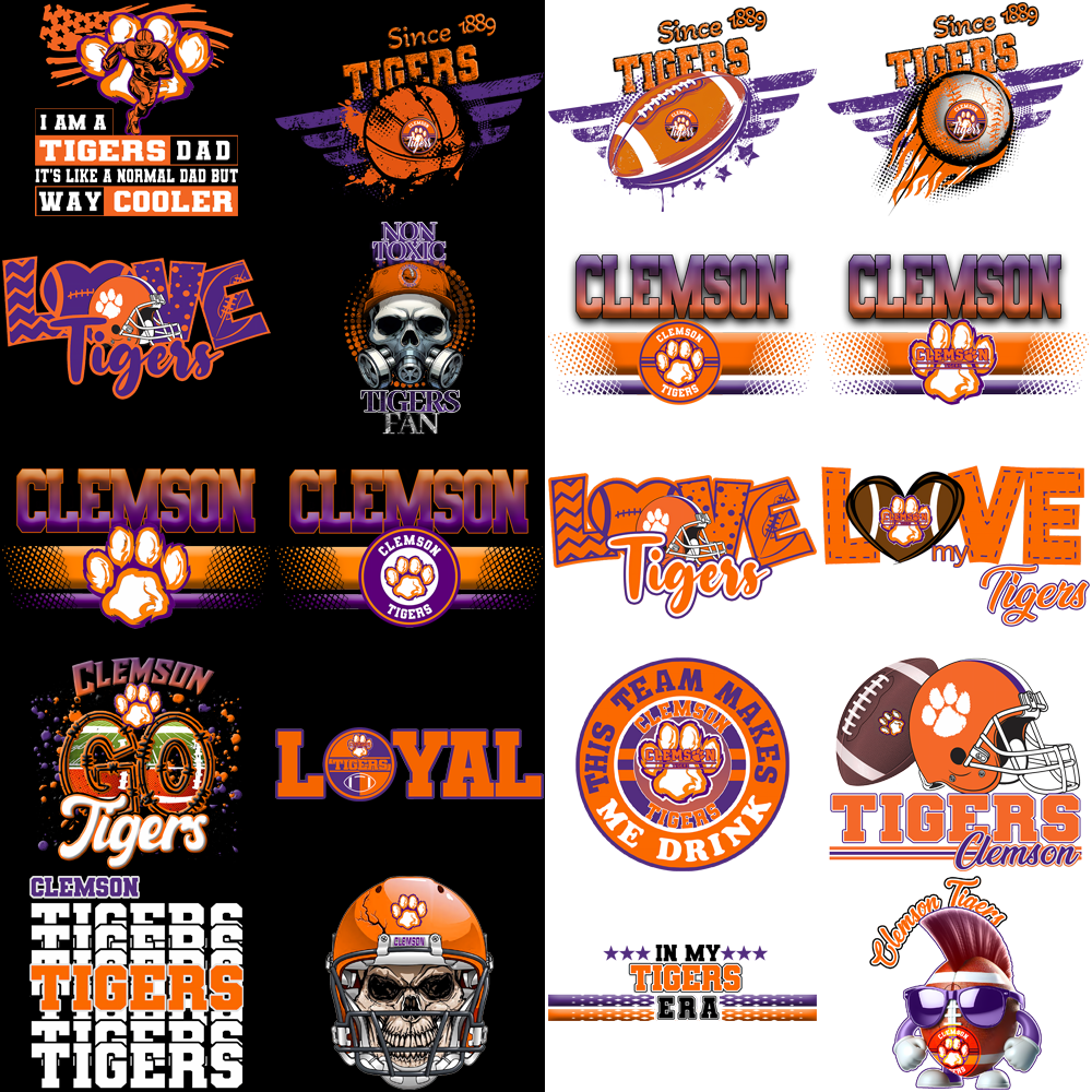 97 Clemson Tigers PNG Designs Bundle: High-Quality Graphics for Crafts & Projects