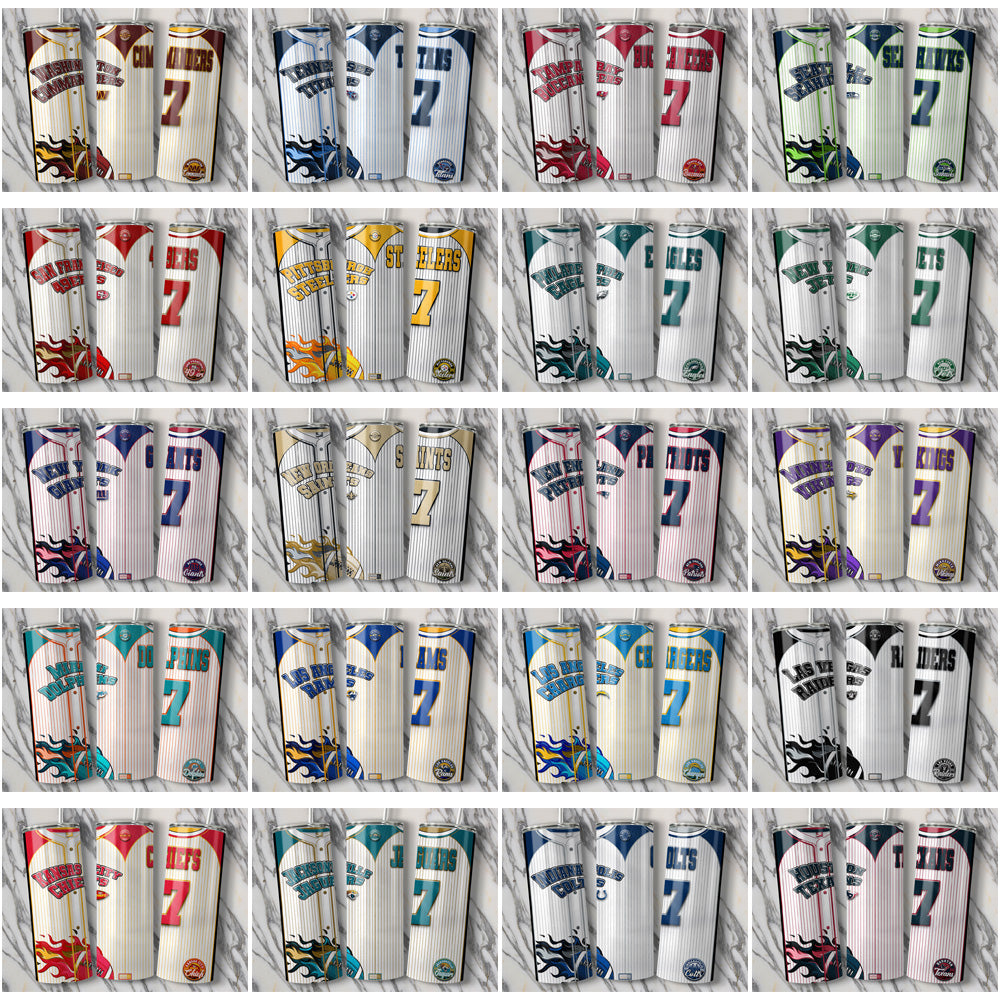 33 Football Team Tumbler Wraps: Button-Up Jersey Designs - JPG Bundle
