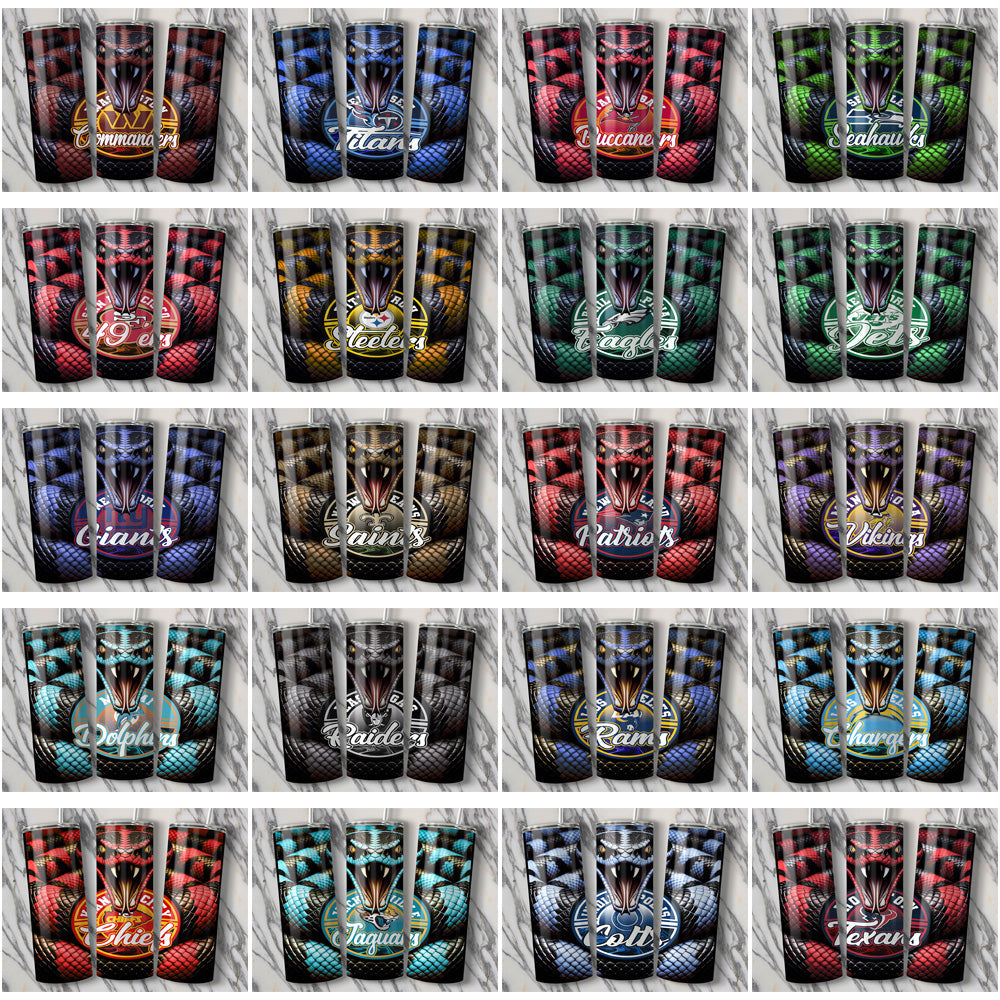32 NFL Team Rattlesnake Tumbler Wraps JPG Bundle - Instant Download
