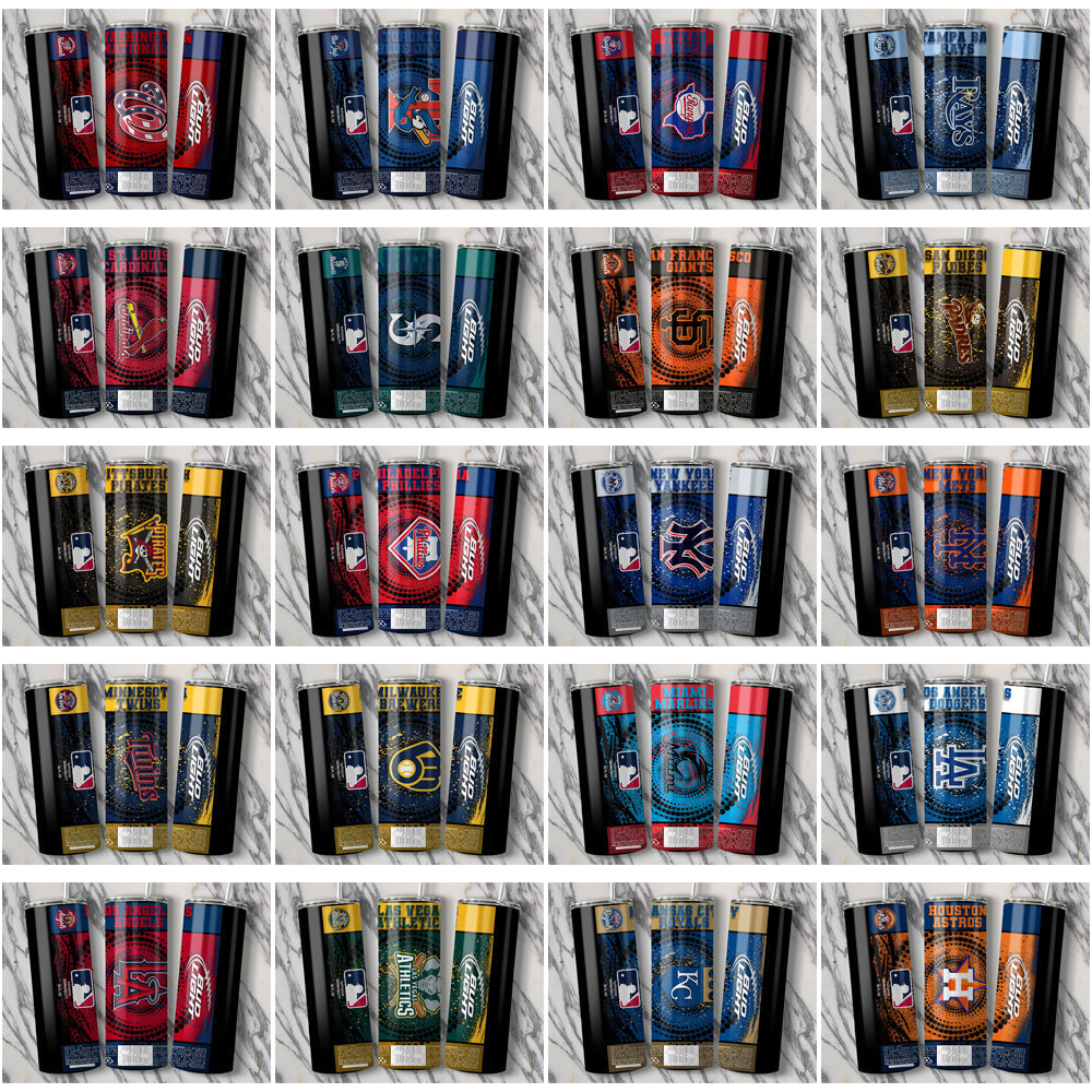 30 MLB Team Square Tumbler Wraps JPG Bundle - Baseball SVG Designs
