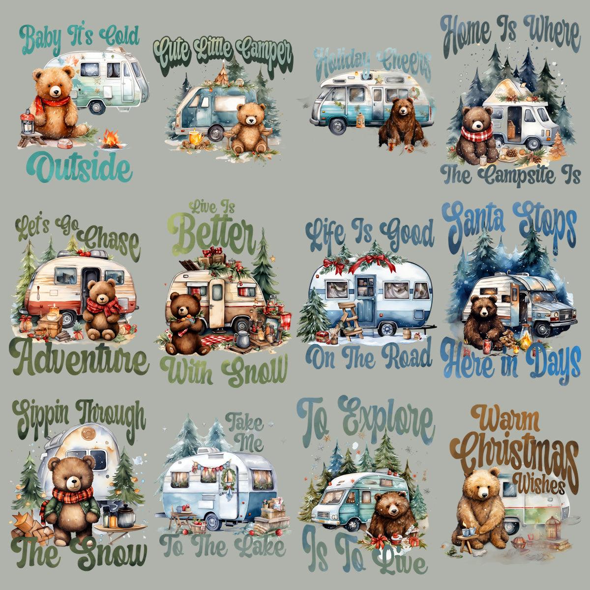 11 Stunning Christmas Camper Van PNG Designs Bundle: Perfect for Holiday Crafts