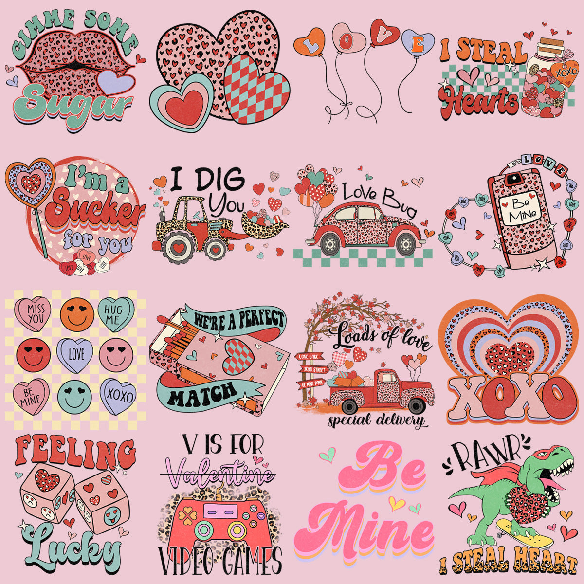 Retro Valentine's Day PNG Bundle: 46 Big Designs
