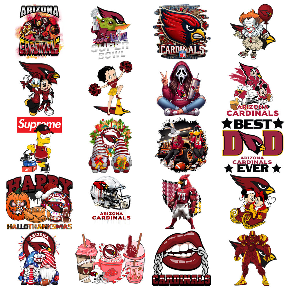 Arizona Cardinals Football Designs Bundle: 48 PNG V4 Graphics