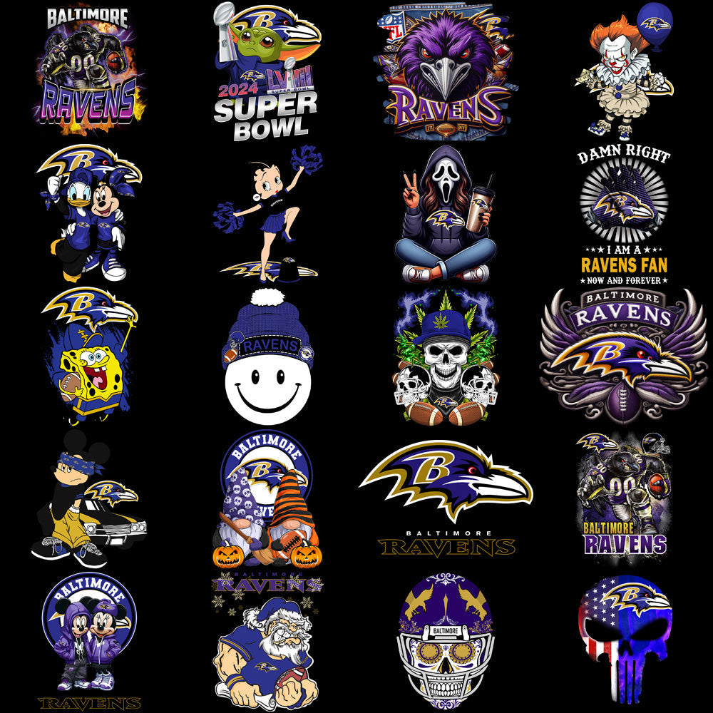 48 Baltimore Ravens Football PNG Designs: V4 Bundle