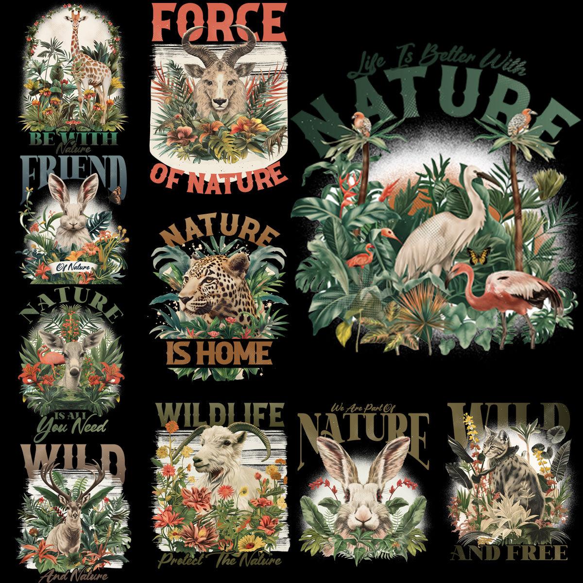 9 Adorable Nature & Animal PNG Designs Bundle for Lovers