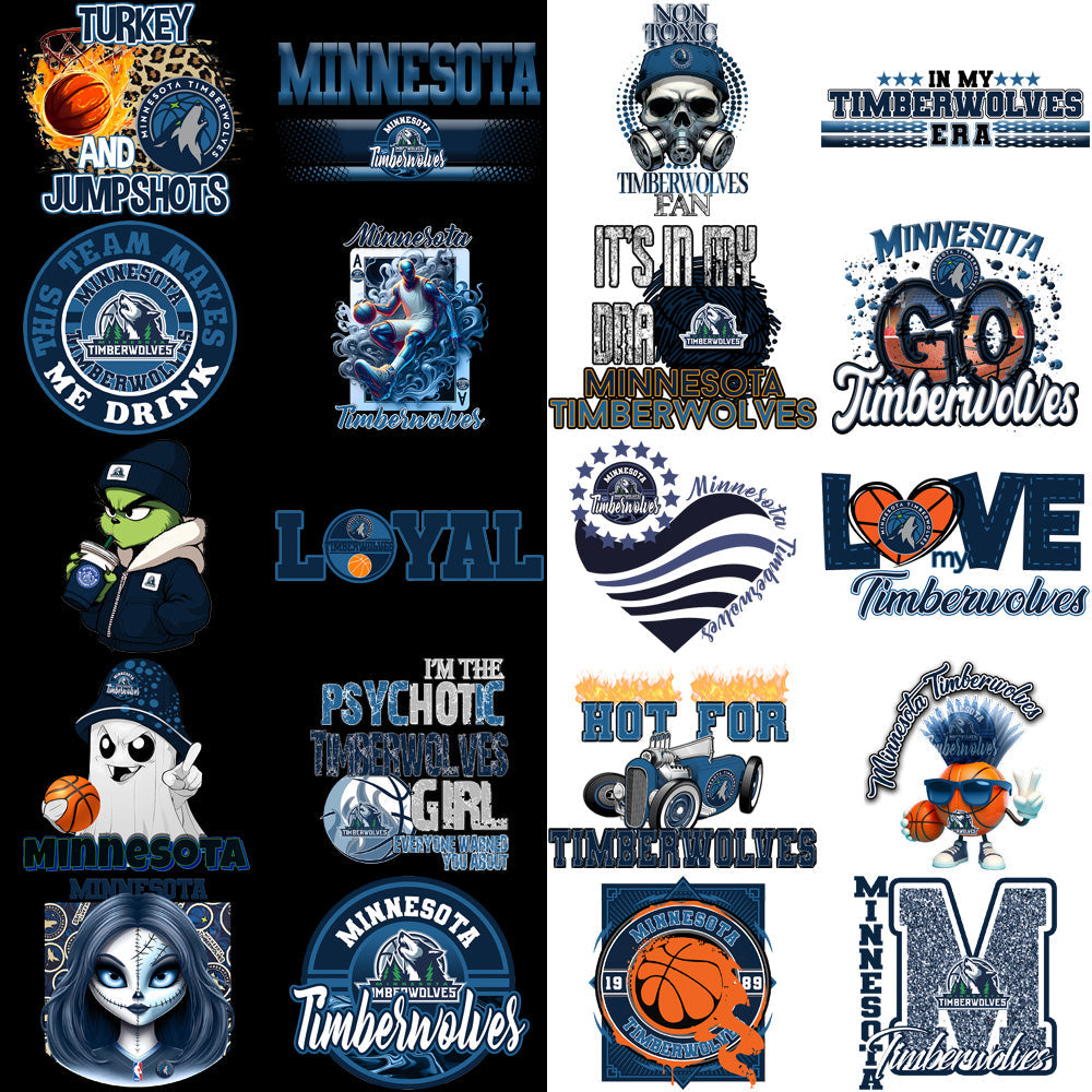 55 Minnesota Timberwolves PNG Basketball Designs Bundle: High-Quality Graphics