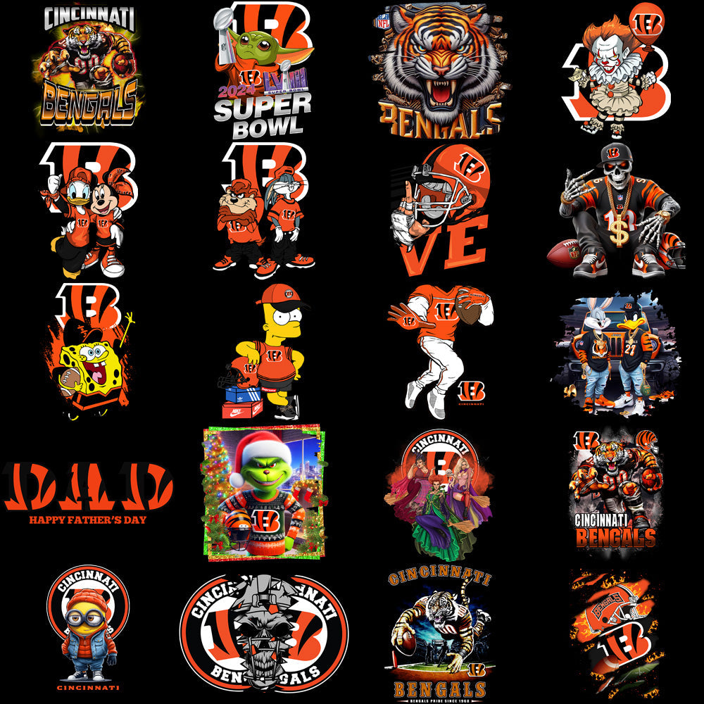Cincinnati Bengals Football Designs Bundle: 49 PNGs for V4