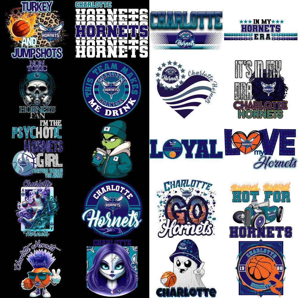 Charlotte Hornets Basketball Design Bundle: 56 PNGs for Your Projects