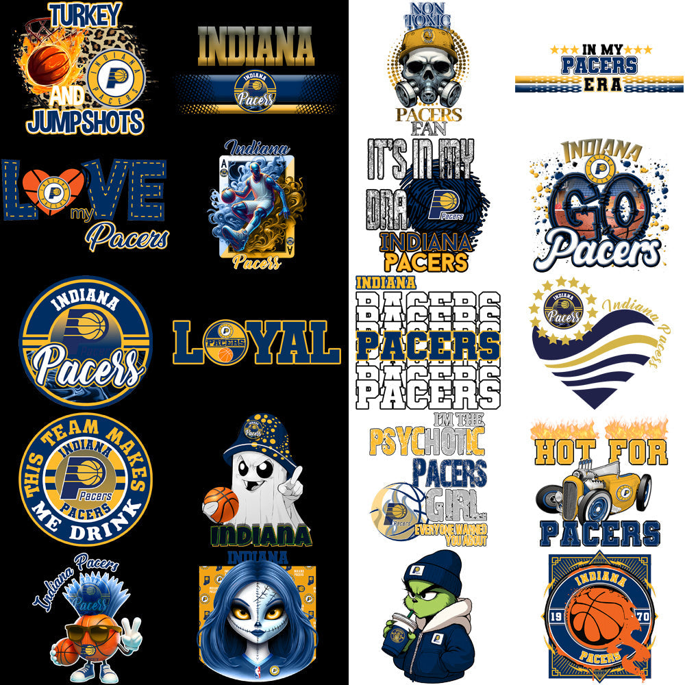 56 High-Quality Indiana Pacers PNG Basketball Designs Bundle