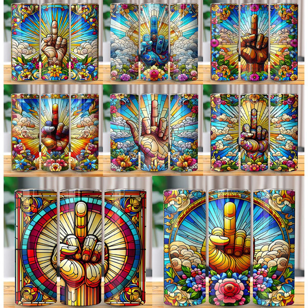 8 Middle Finger Stained Tumbler Wraps: JPG Bundle Download
