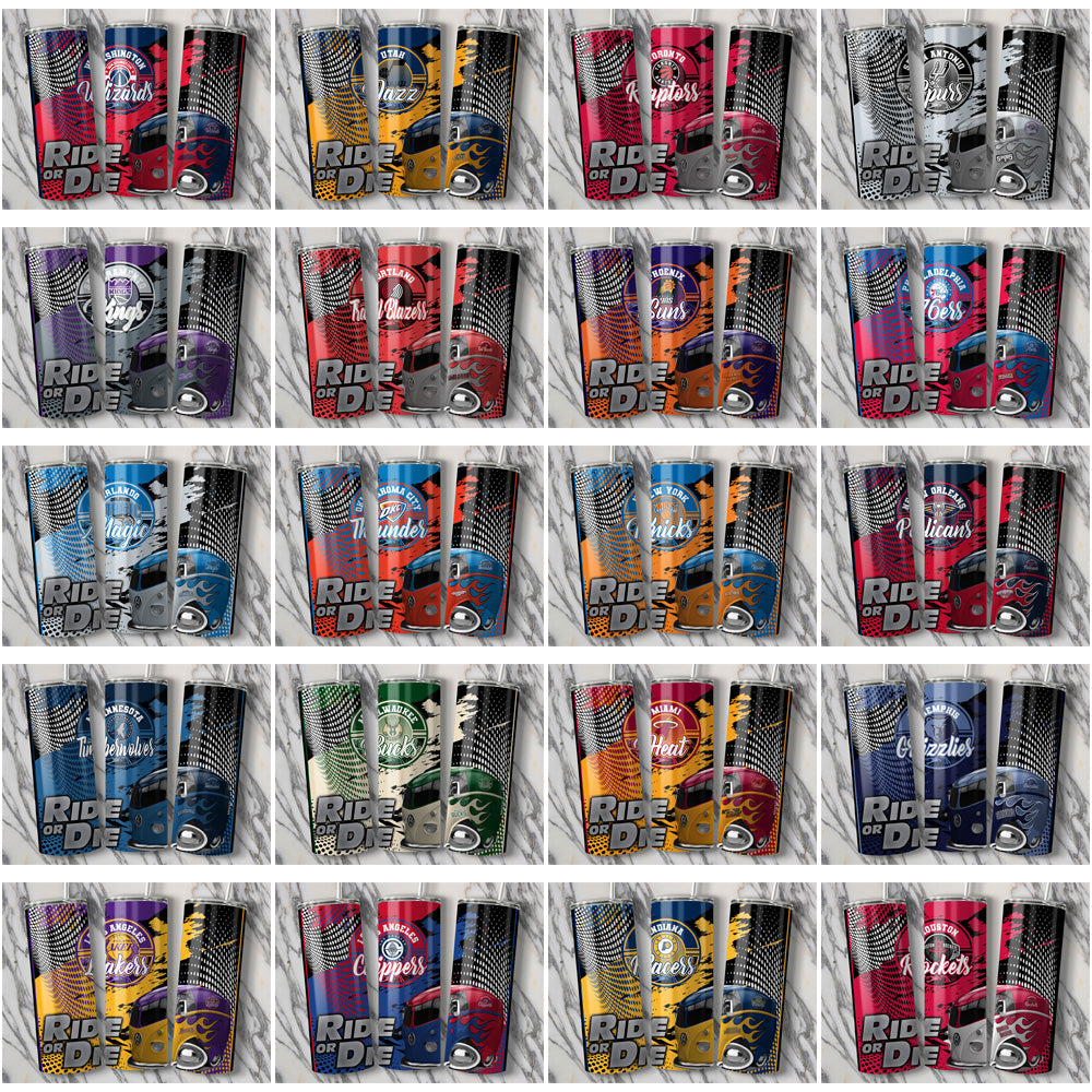 30 Basketball Team Tumbler Wraps: Ride or Die JPG Bundle
