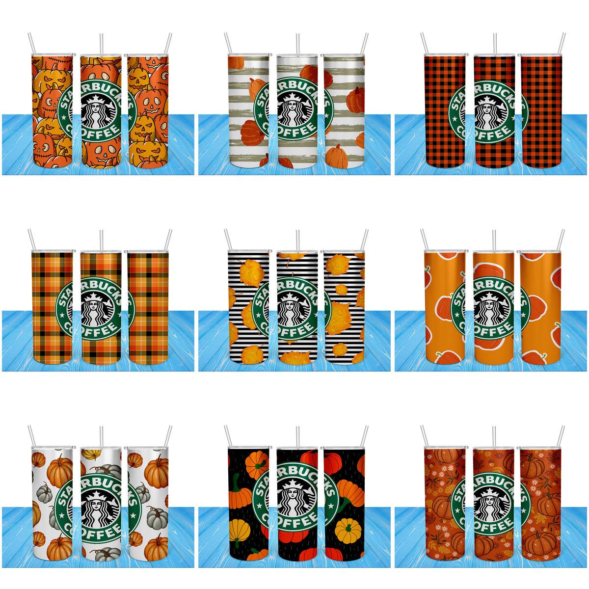11 Autumn Starbucks Tumbler Wrap Designs: Fall JPG Bundle
