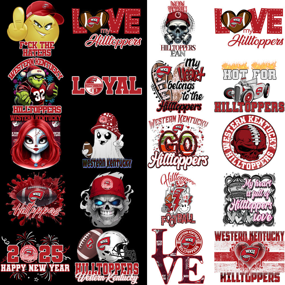 30 Western Kentucky Hilltoppers PNG Designs: Mascot, Logos & Graphics Bundle
