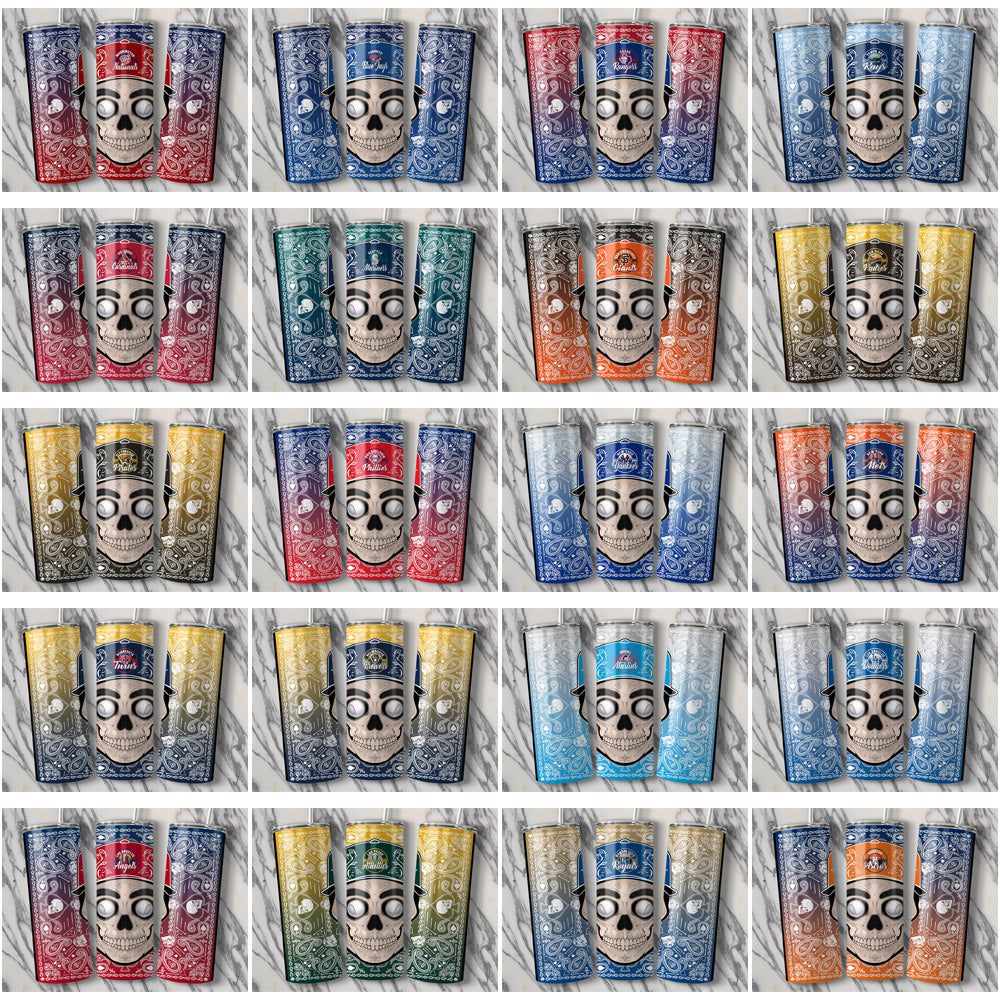 30 MLB Skull Team Tumbler Wraps: Baseball Handkerchief Bundle JPG
