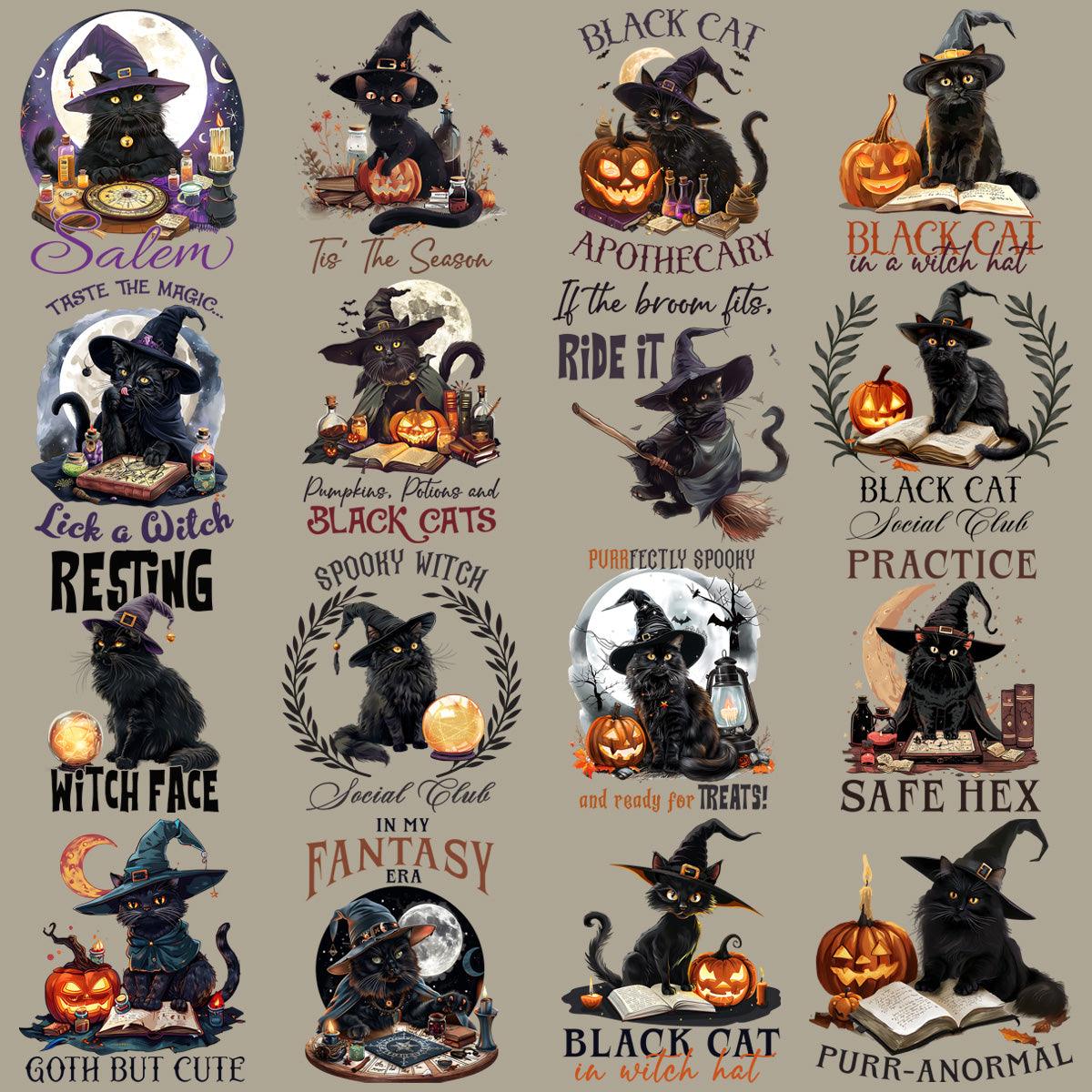19 Spooky Black Cat Halloween PNG Designs Bundle