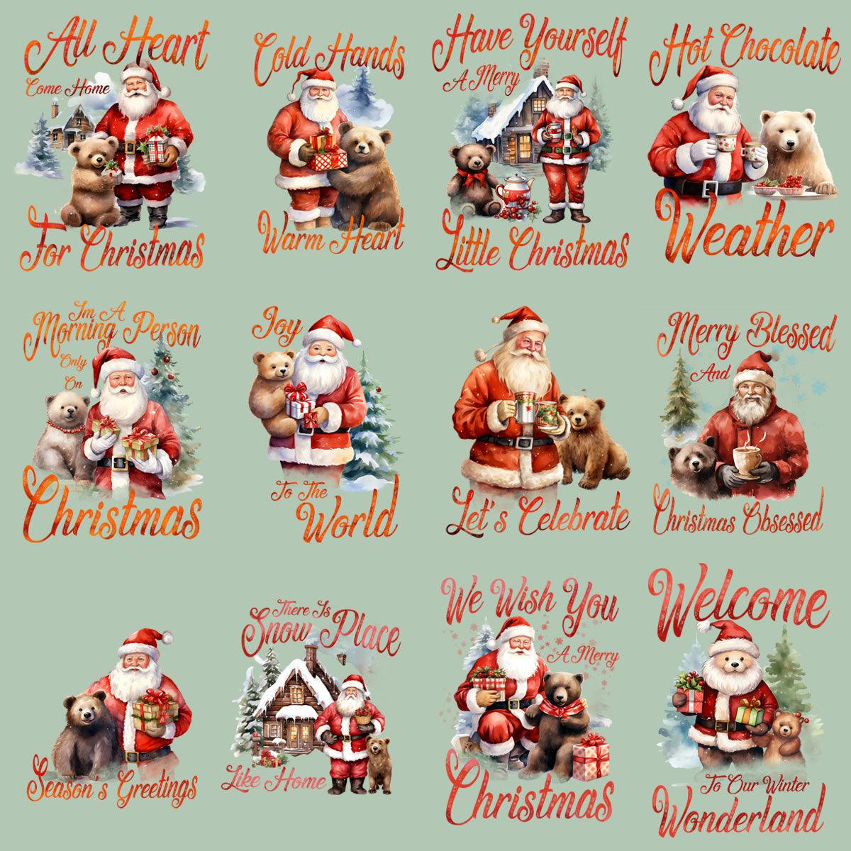 Christmas Santa & Bear PNG Bundle: 13 Festive Designs