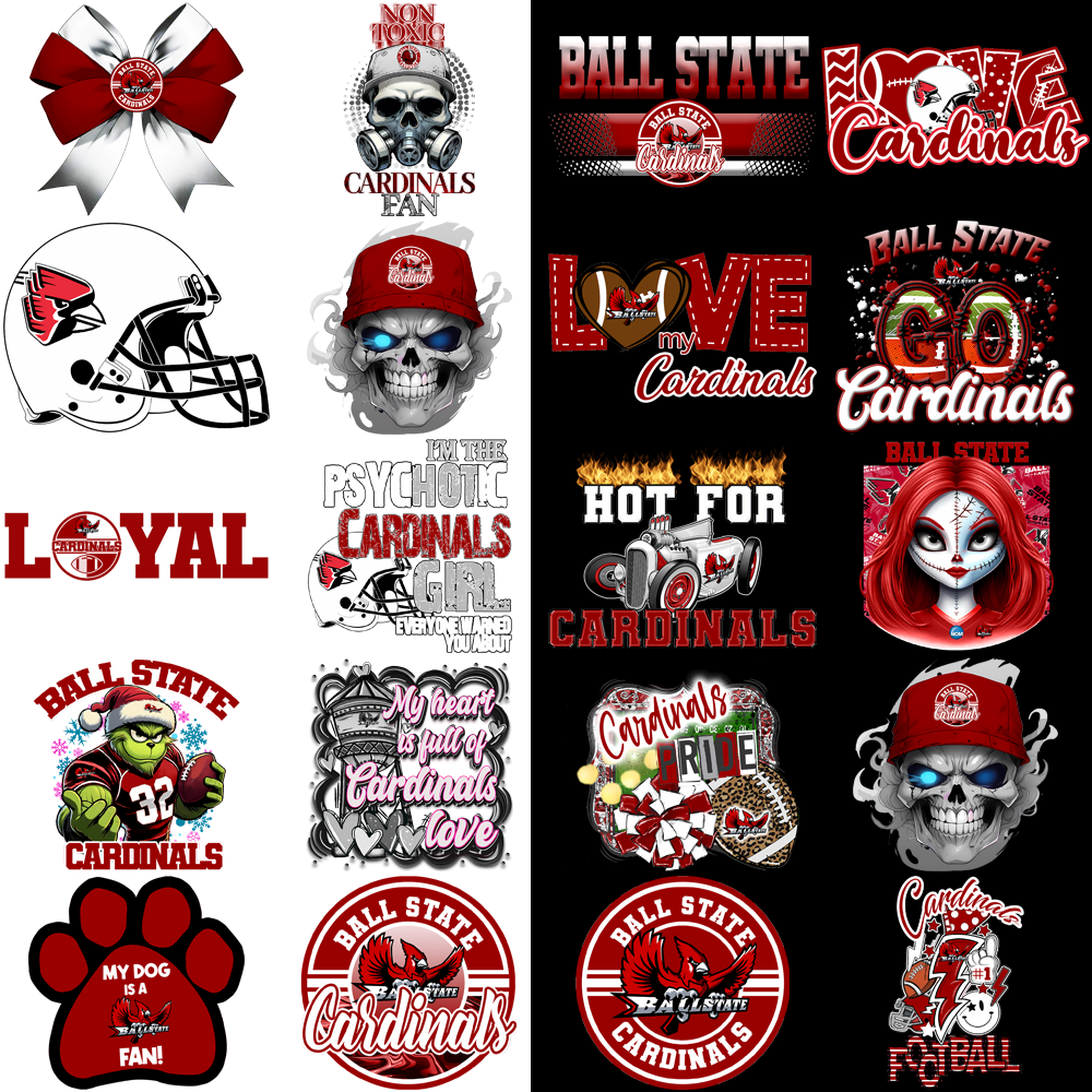 Ball State Cardinals PNG Designs: 34 High-Quality Graphics Bundle