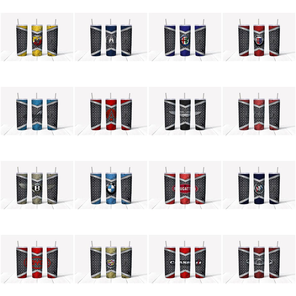 121 Grunge Car Brand Tumbler Wraps: JPG Bundle for Sublimation
