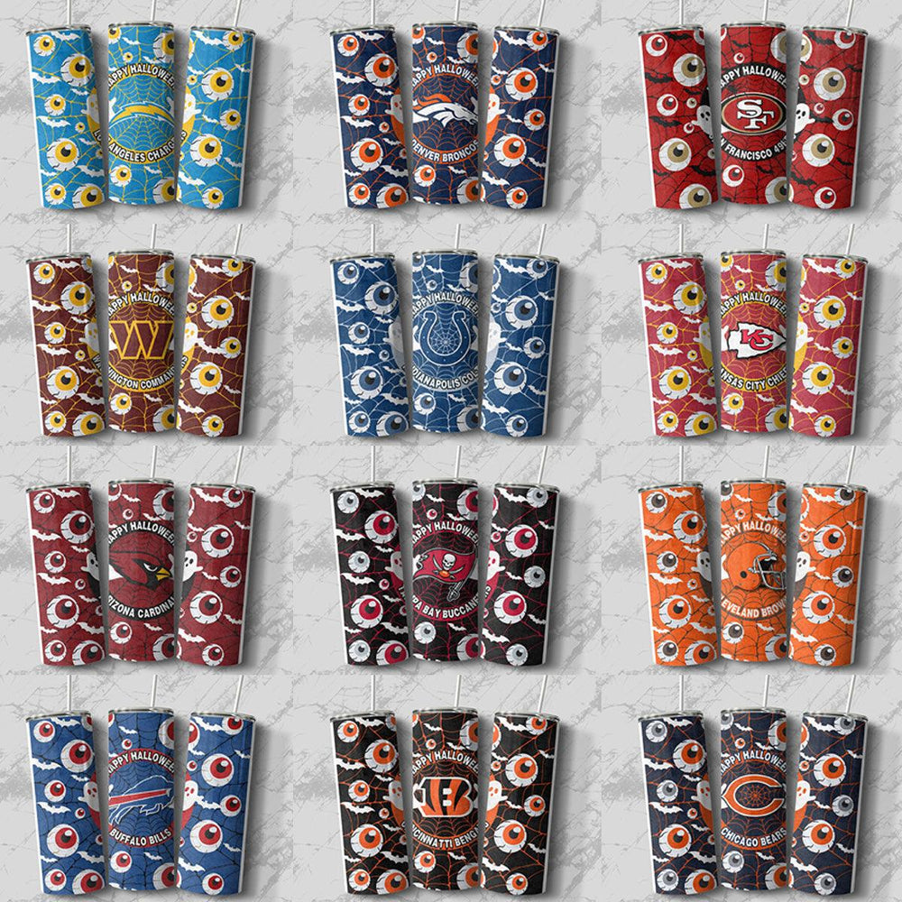 32 Halloween Horror Football Team Tumbler Wraps JPG Bundle - Spooky Sports Designs

