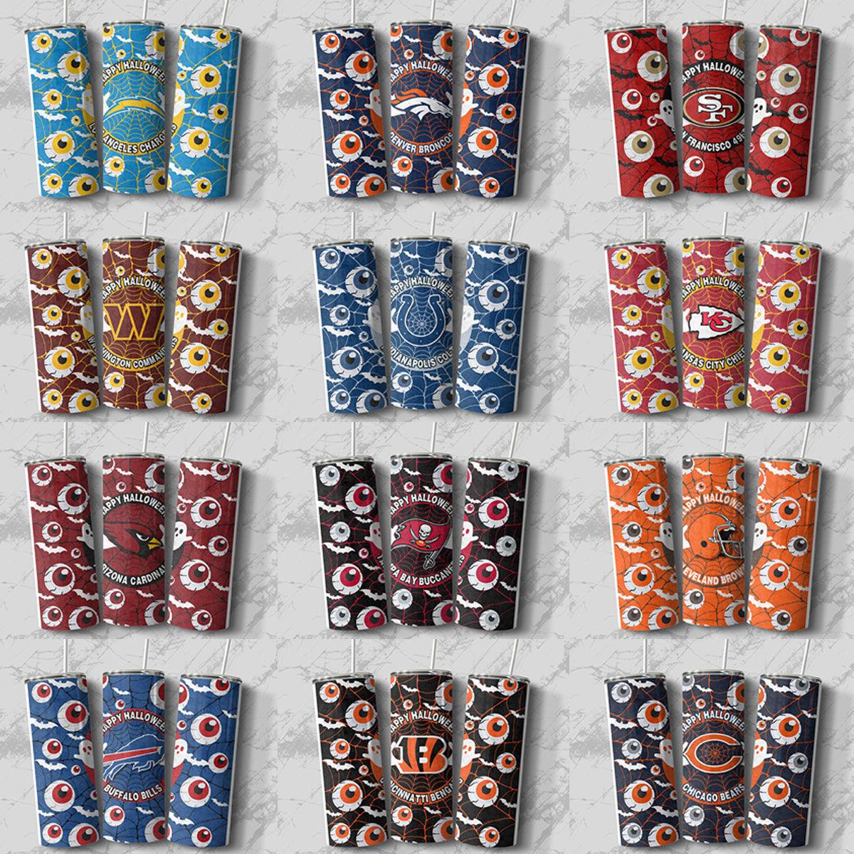 32 Halloween Horror Football Team Tumbler Wraps JPG Bundle - Spooky Sports Designs

