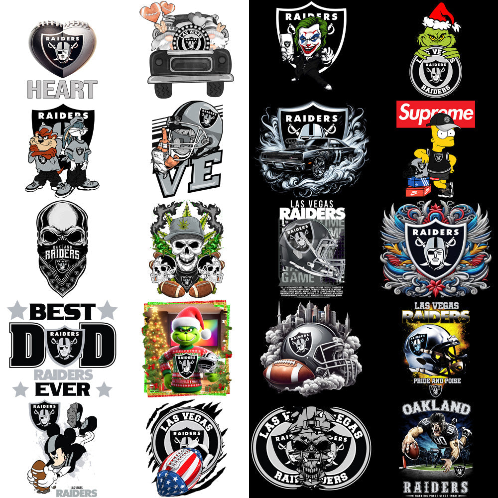 54 Las Vegas Raiders PNG Football Designs Bundle: V1