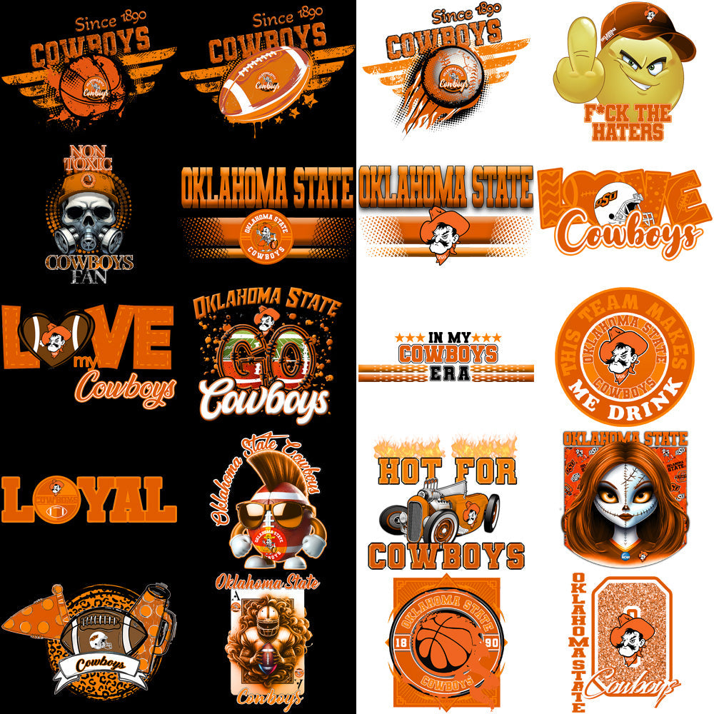 80 Oklahoma State Cowboys PNG Designs:  Mascot, Logo & Graphic Bundle
