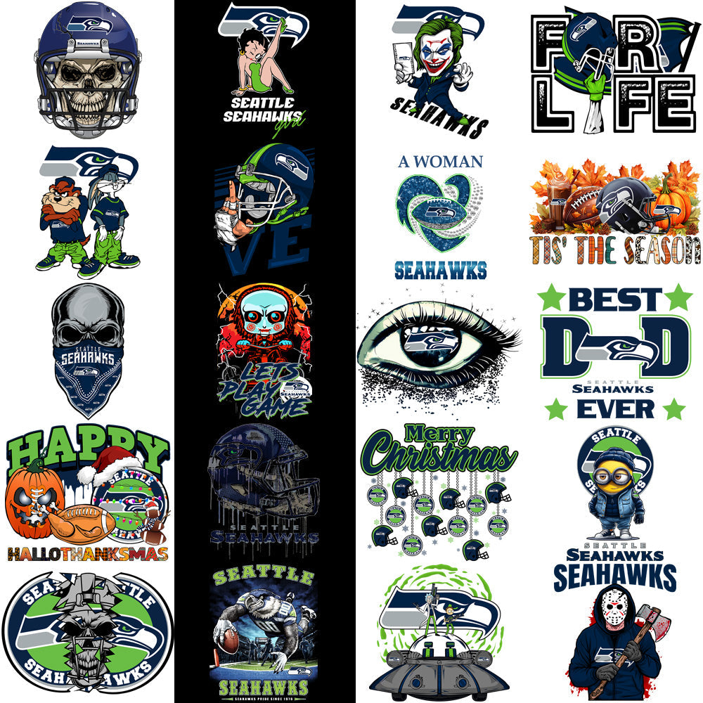 Seattle Seahawks Football Designs: 48 PNGs Bundle - V1