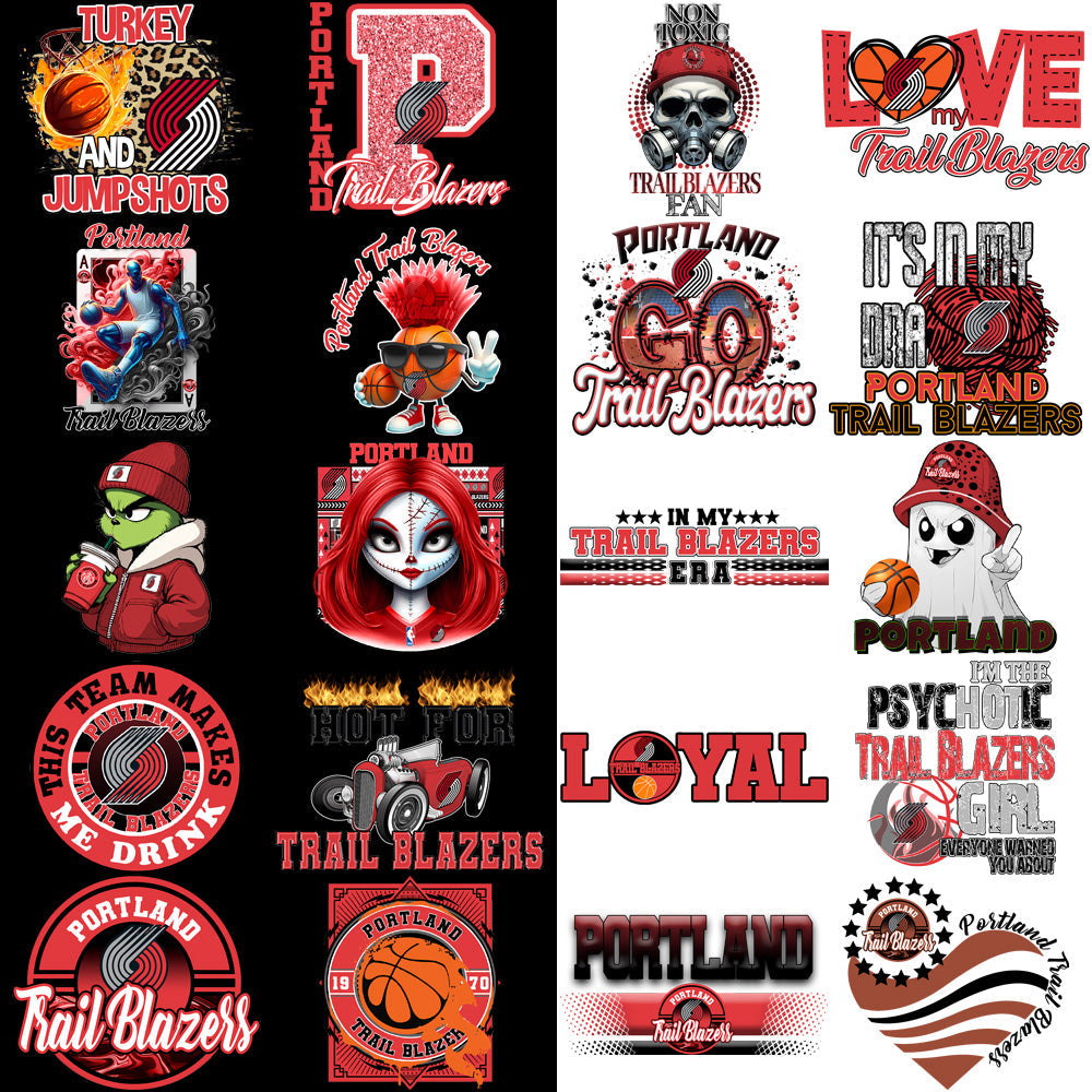 Portland Trail Blazers PNG Bundle: 52 Basketball Designs