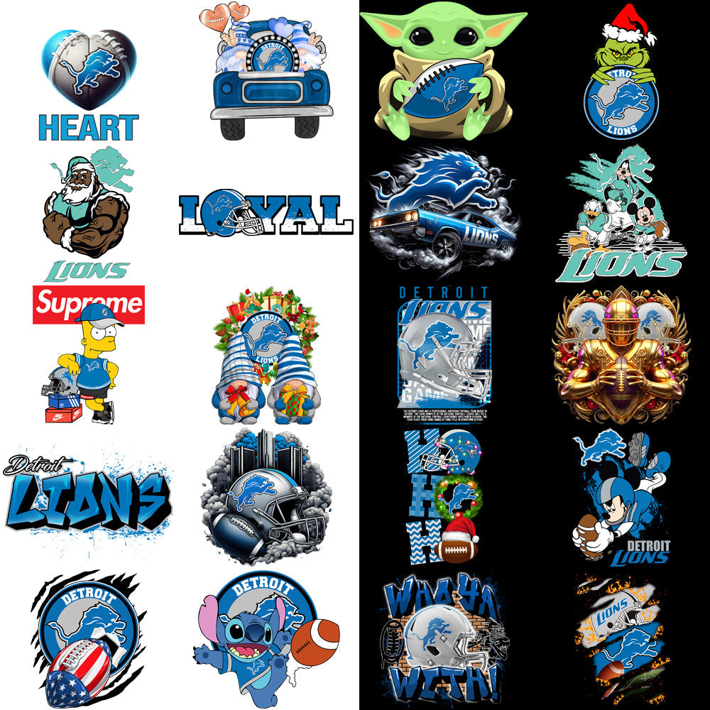 50 Premium Detroit Lions PNG Football Designs Bundle: V1