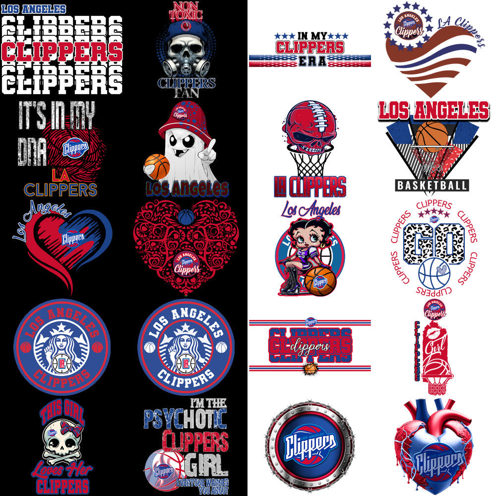 20 High-Quality LA Clippers PNG Basketball Designs Bundle
