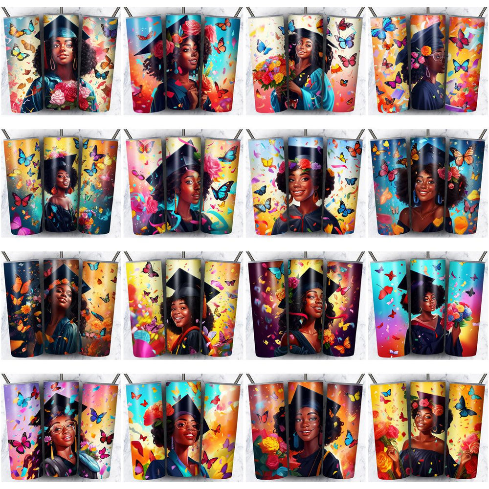 45 Black Girl Graduate Tumbler Wraps: JPG Bundle for Sublimation
