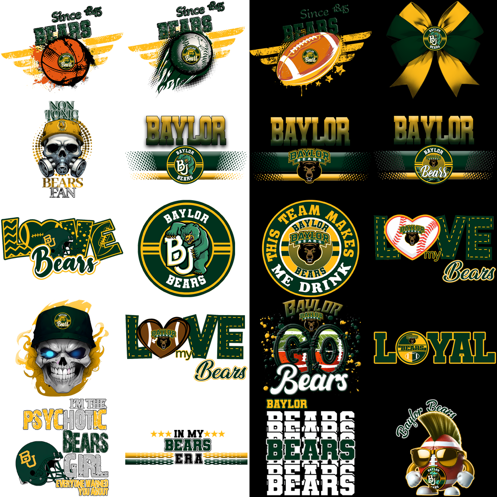 78 Baylor Bears PNG Designs: Mascot Bundle for Crafts & Projects