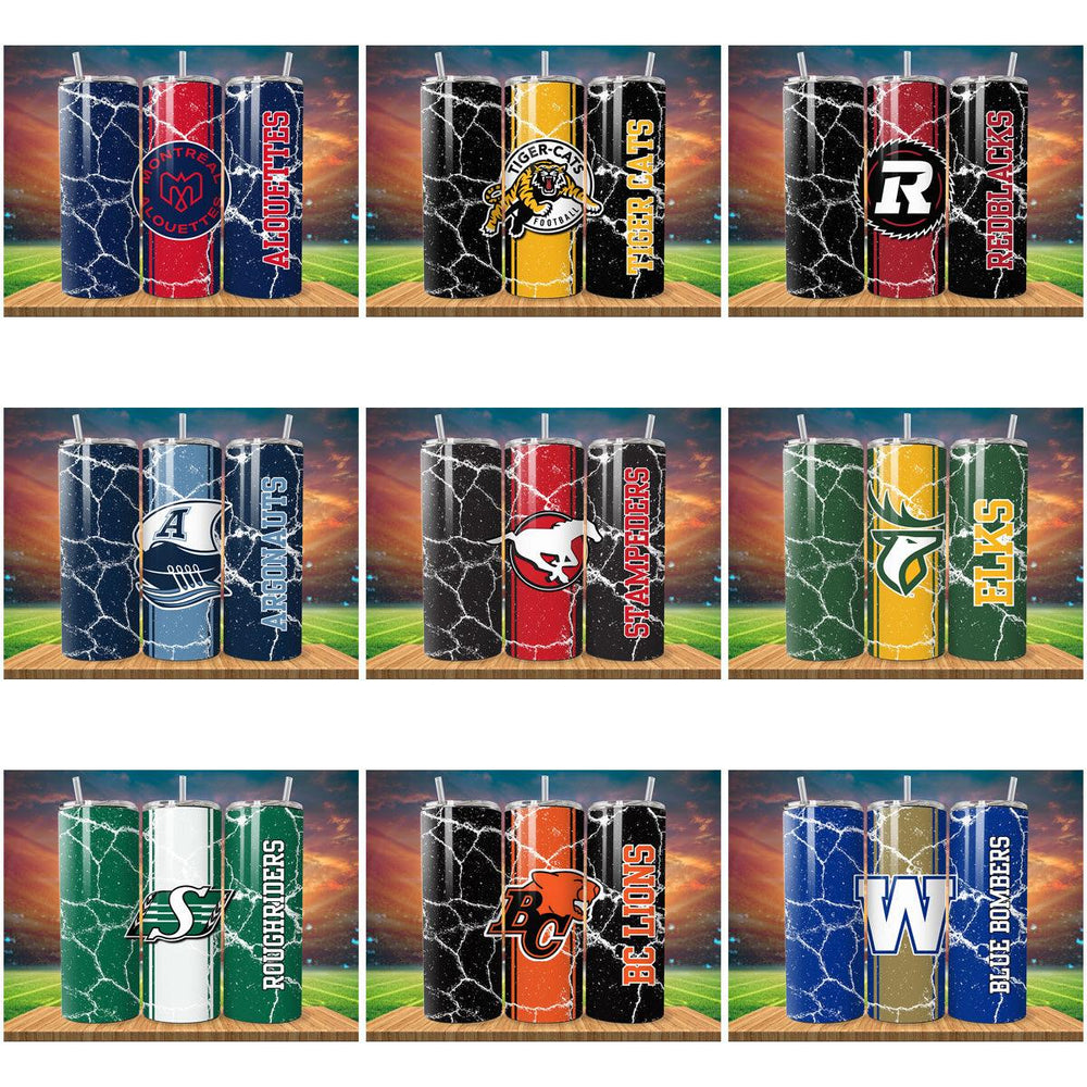 Canadian Football Tumbler Wraps: 9 JPG Designs Bundle

