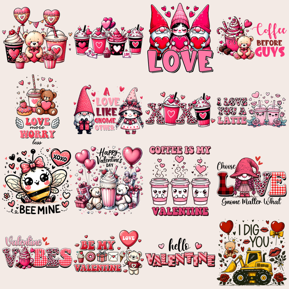 Cozy Valentine's Day PNG Bundle: 19 Romantic Designs