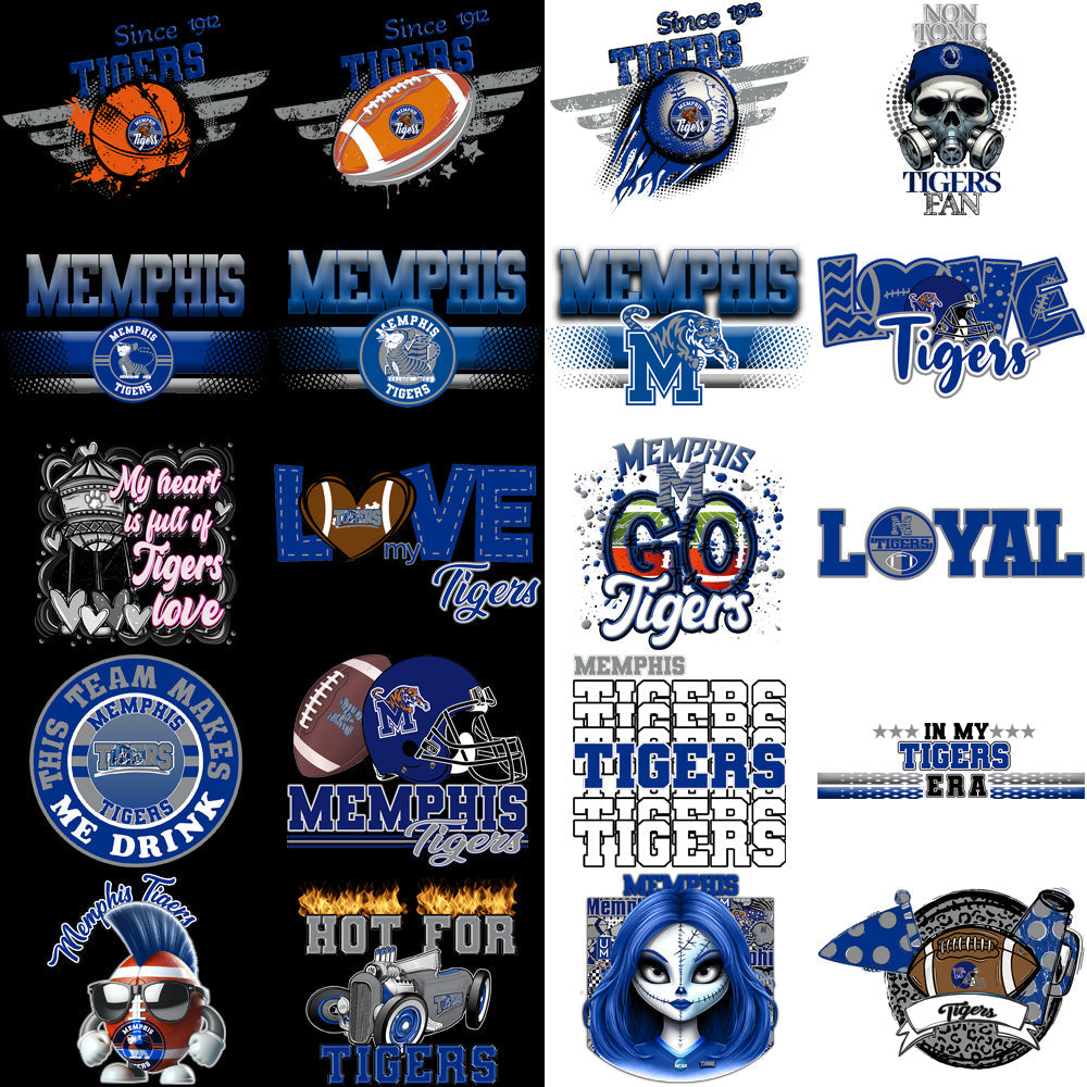 80 High-Quality Memphis Tigers PNG Designs: Vector Bundle for Designers