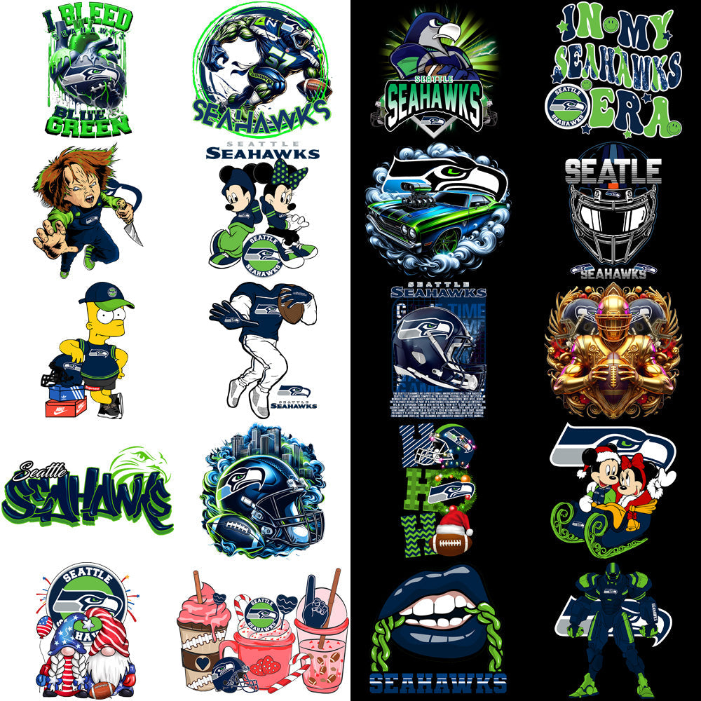 48 Seattle Seahawks PNG Football Designs: V2 Bundle