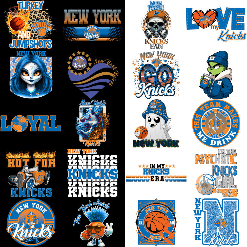 55 High-Quality New York Knicks PNG Basketball Designs Bundle