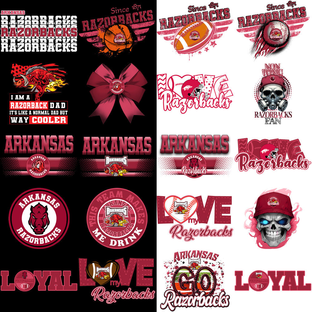 94 Arkansas Razorbacks PNG Designs: Mascot Bundle for Crafts & Merch