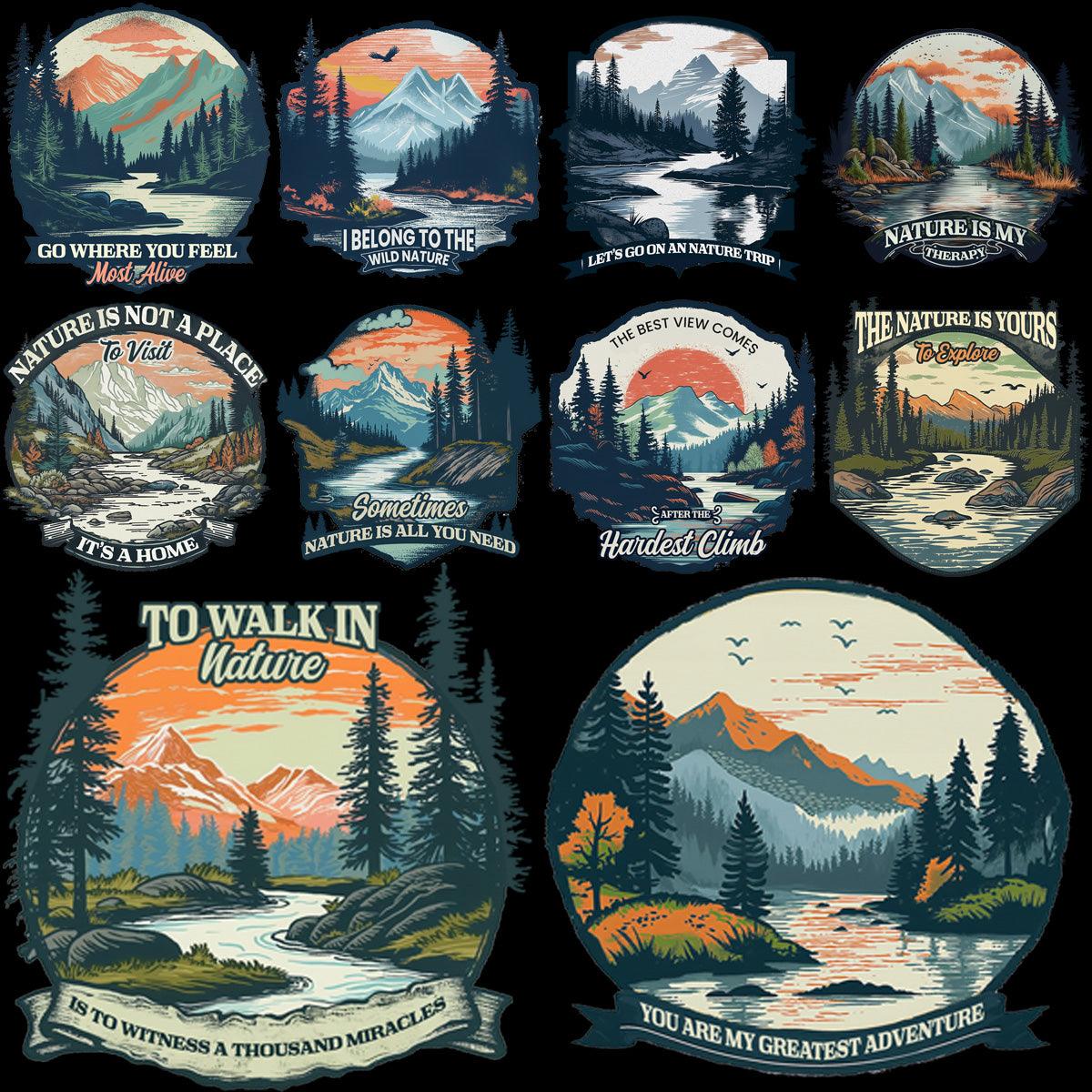 9 Stunning Nature Scenery PNG Designs: High-Resolution Bundle