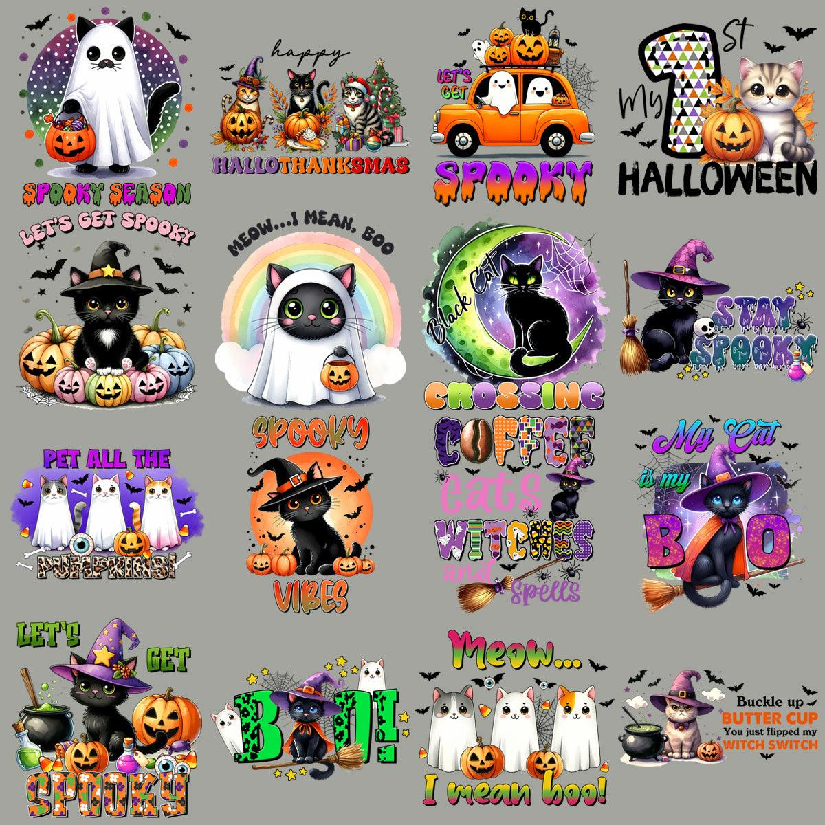 Spooky Cute Halloween Cat PNG Bundle: 19 Designs