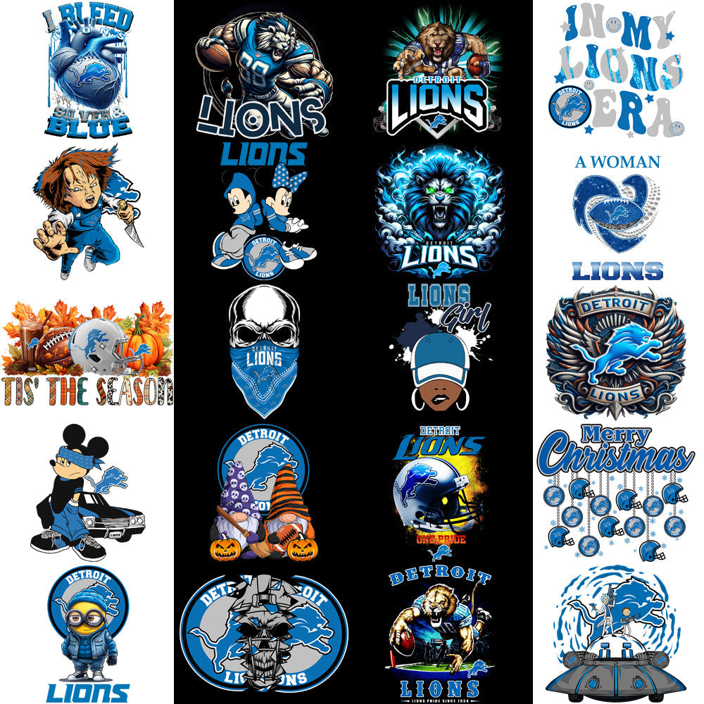 50 Premium Detroit Lions PNG Football Designs Bundle: V2