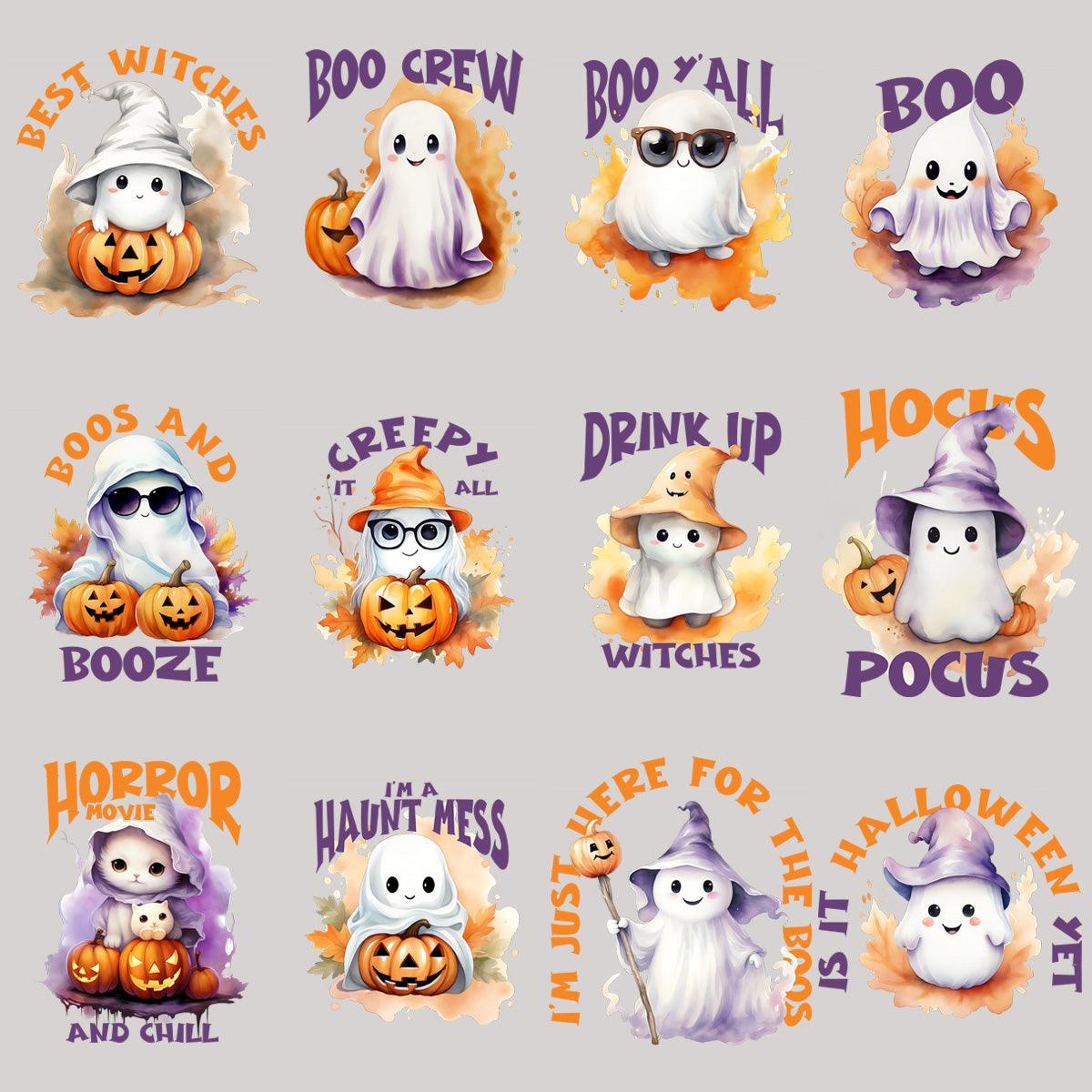 Cute Fall Halloween Ghost PNG Bundle: 23 Spooky Designs