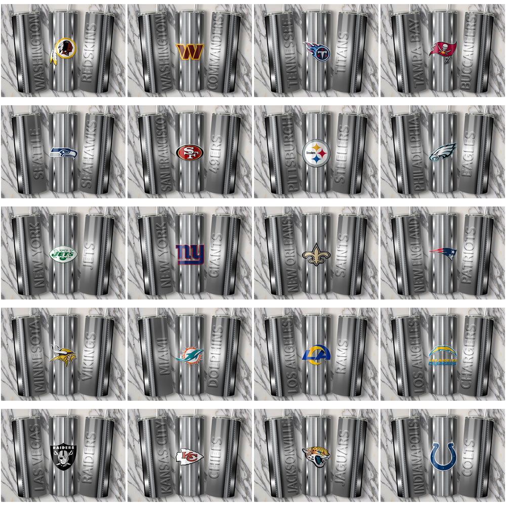 Metallic Football Tumbler Wraps Bundle: 34 Teams, JPG Download
