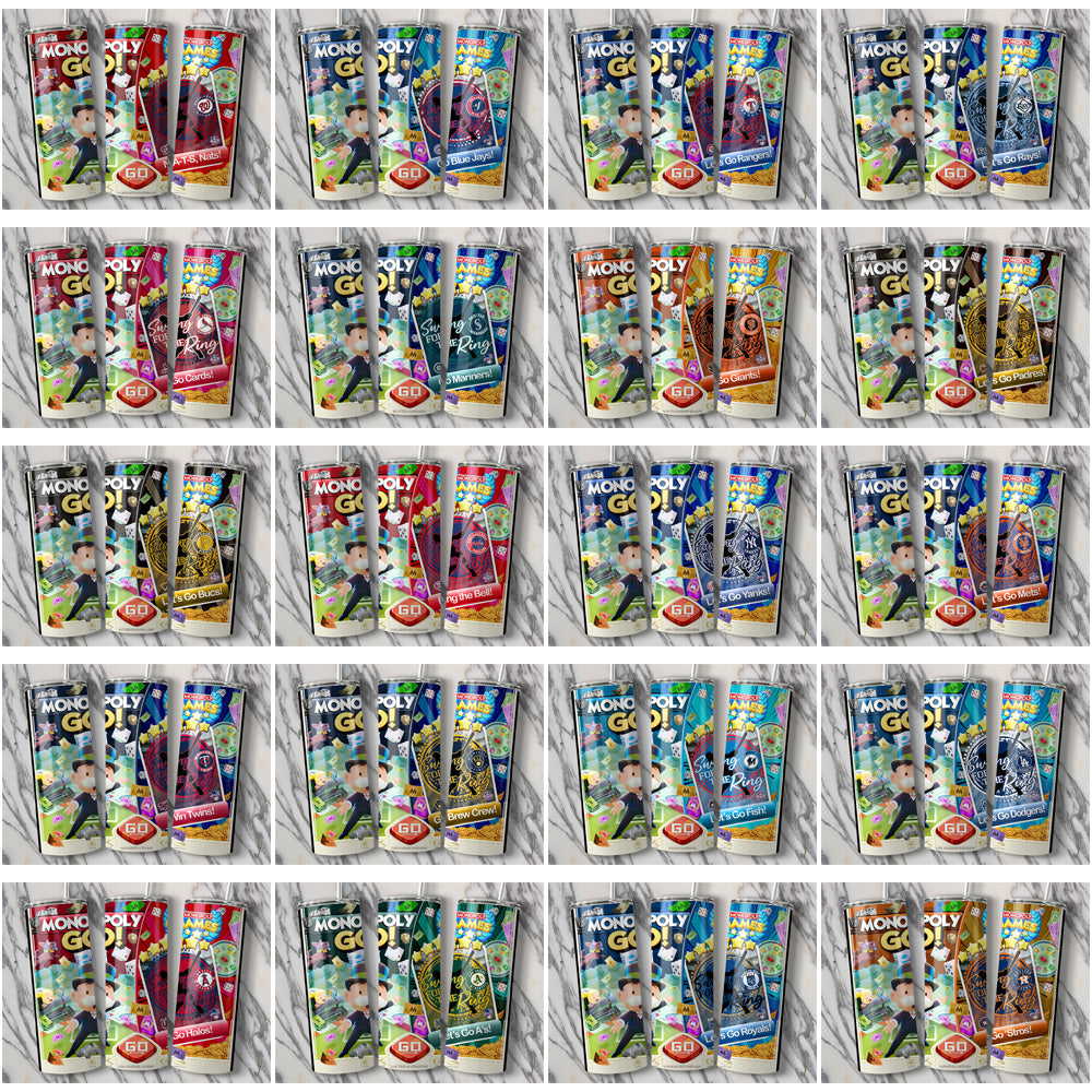 30 MLB Team Monopoly Go! Tumbler Wraps JPG Bundle - Instant Download
