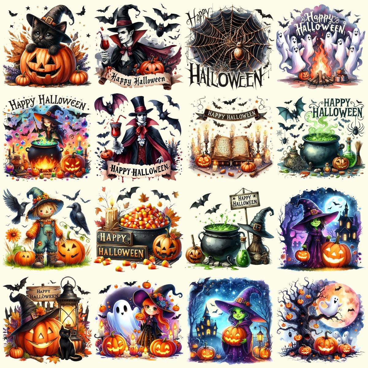49 Spooky Halloween Ghost & Witch PNG Designs Bundle
