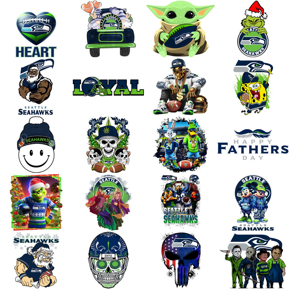 Seattle Seahawks Football Designs PNG Bundle: 48 V3 Graphics