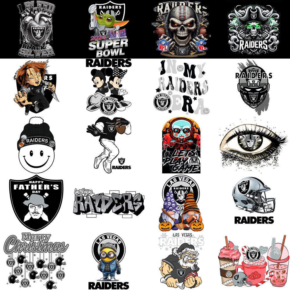 54 High-Quality Las Vegas Raiders PNG Football Designs Bundle (V3)