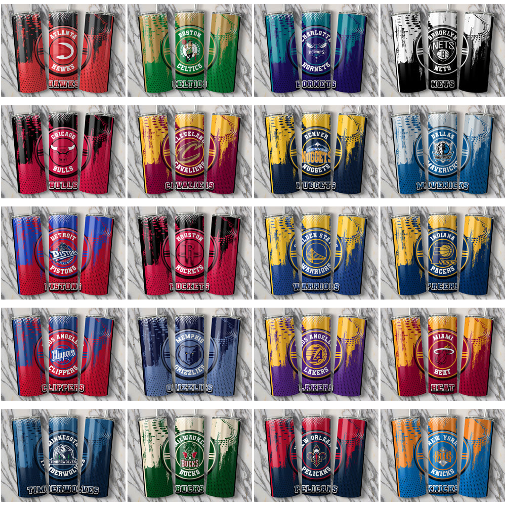 30 Basketball Team Logos: Tumbler Wraps JPG Bundle for Sublimation
