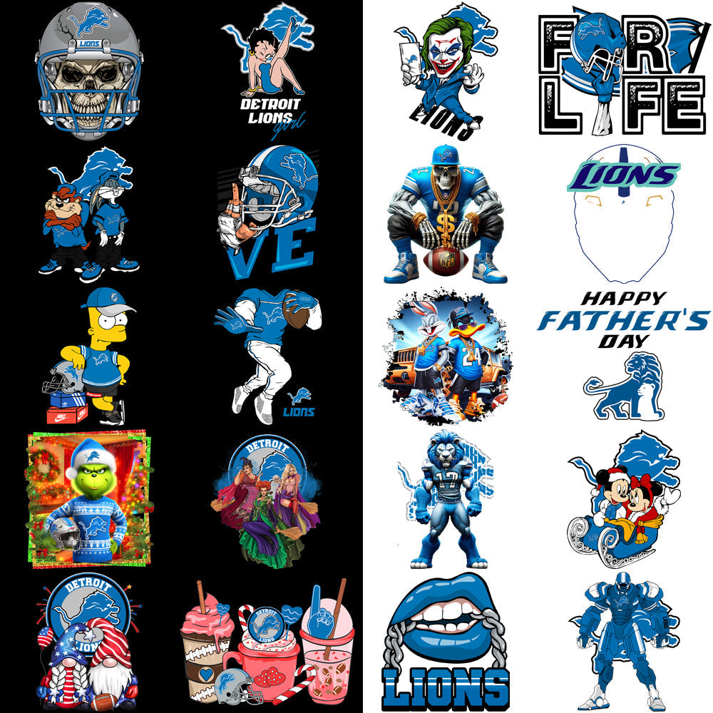 50 Premium Detroit Lions PNG Football Designs Bundle - V3